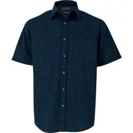 Mens Pioneer Check Lounge Short Sleeve Navy Front